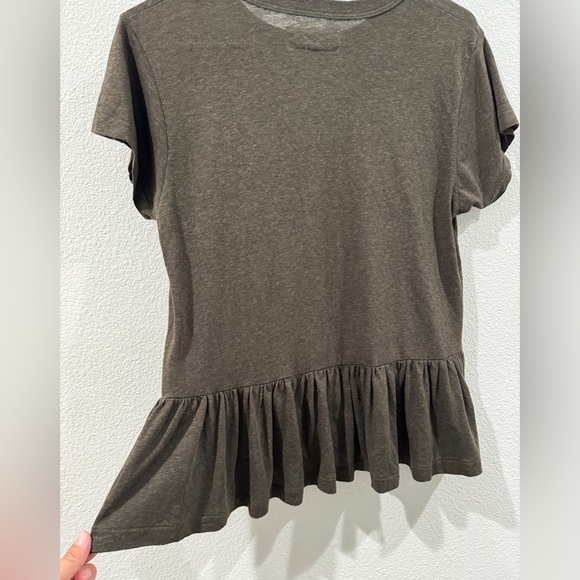 The Great. The Ruffle T Shirt Peplum Grey Short Sleeve Crewneck Shirt Size 0 - Picture 12 of 15